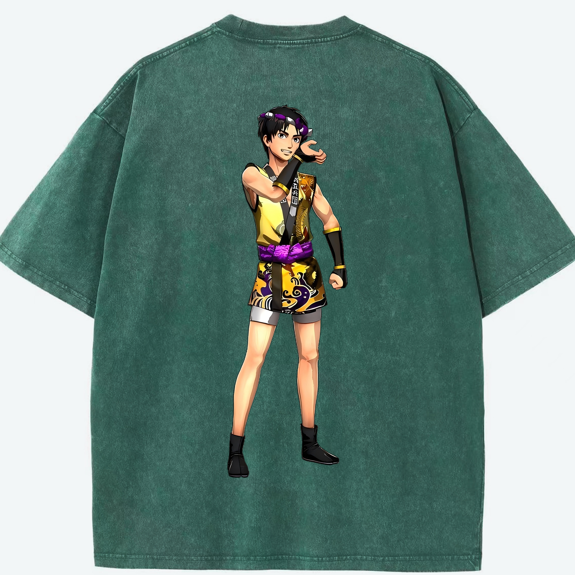 （画像用） 進撃の巨人 リヴァイ·アッカーマン Attack on Titan Levi Ackerman 綿100% ヴィンテージ風 半袖Tシャツ（背面プリント）